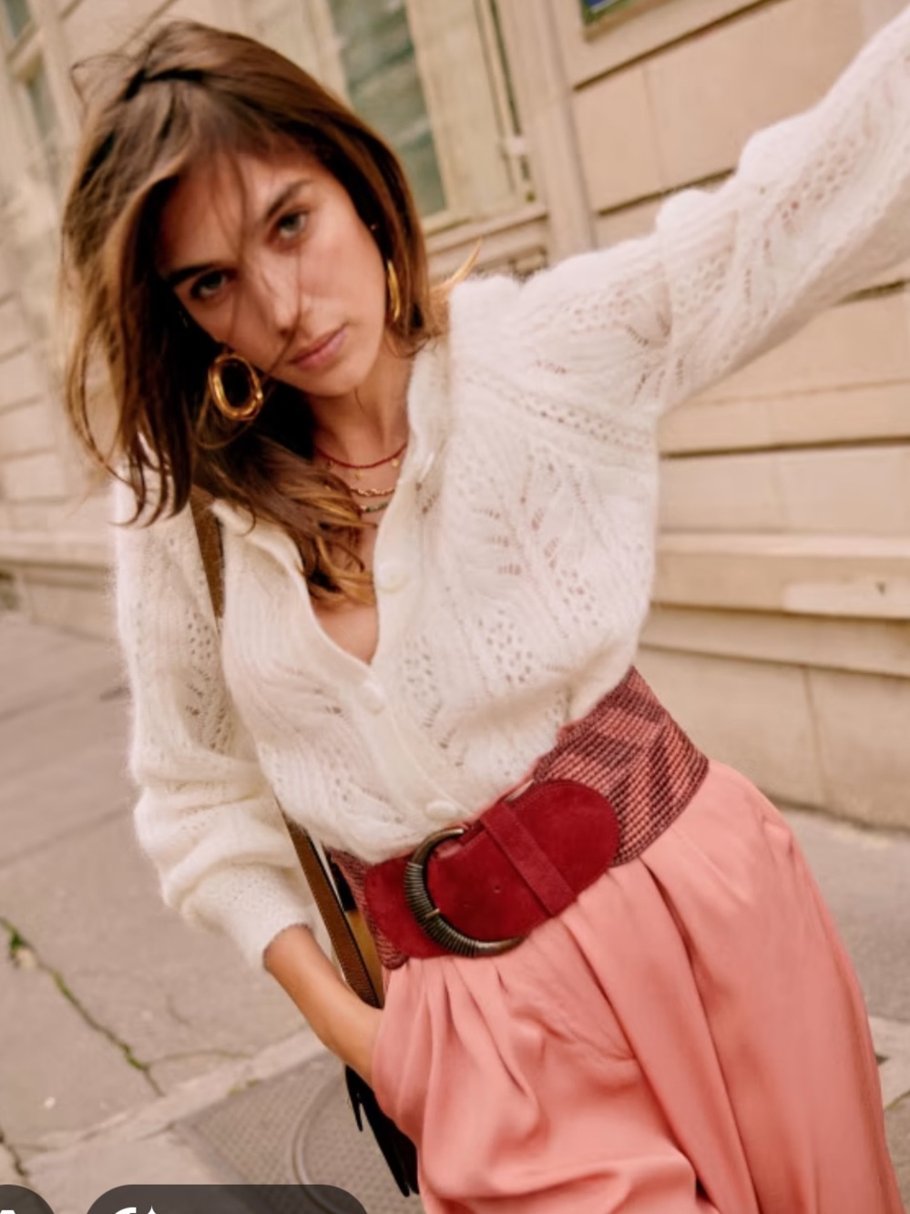 Sezane Cream Openwork Knit Button-Front Cardigan - Picture 5 of 5